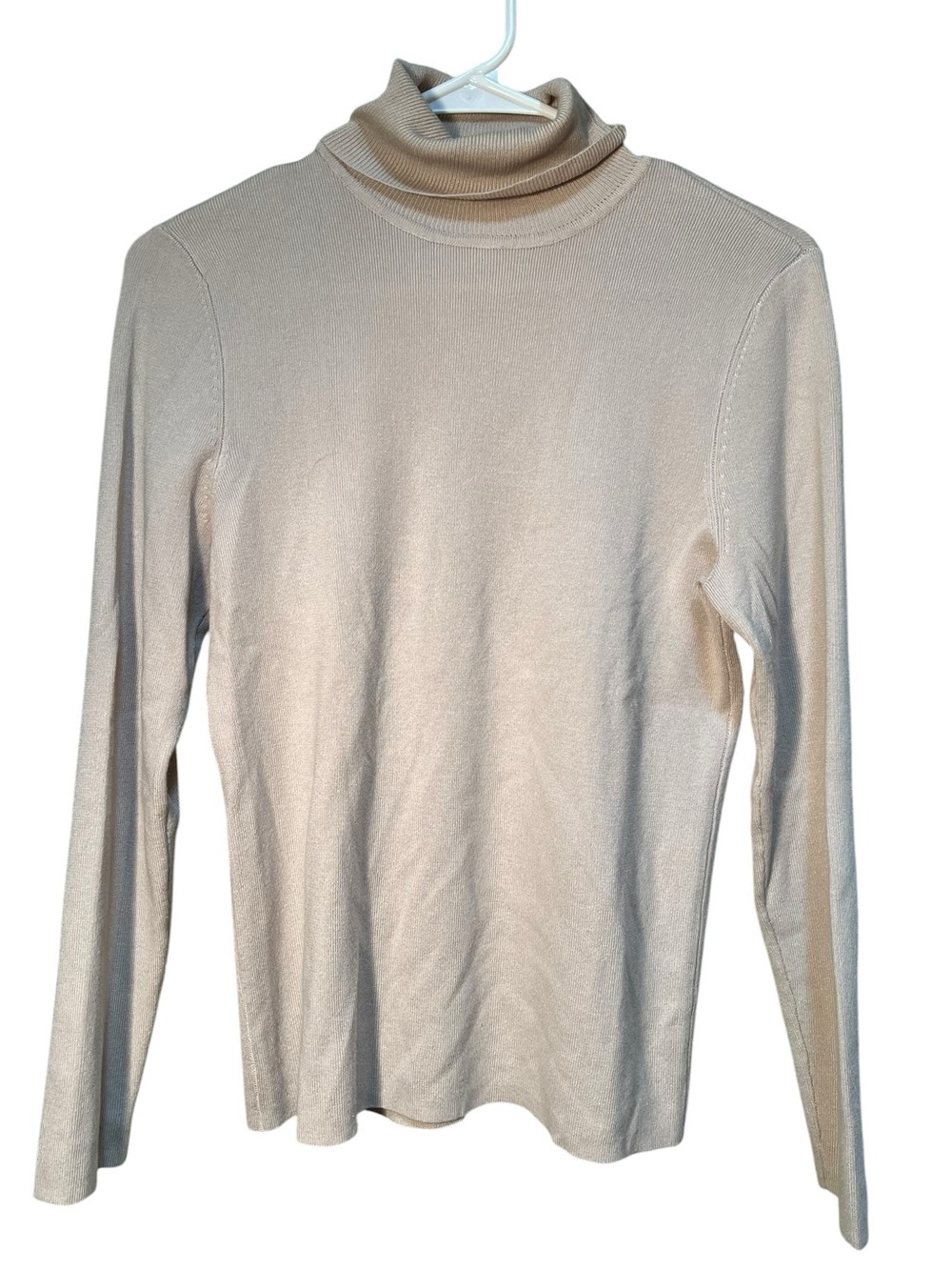 Chico's Women's Sz 1 (Medium/8) Turtleneck Sweater Lightweight Ribbed Neck Rayon
